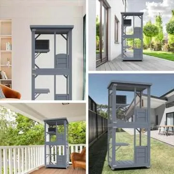 PETVILLE Catio House on Wheels for Cats - Waterproof Outdoor Cat Enclosure