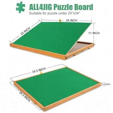 ALL4JIG 1500 Piece Jigsaw Puzzle Table with Legs,25"x34"Adjustable Puzzle Tables for Adults, 3-Tilting-Angle Portable Wooden Jigsaw Puzzle Board Portable with 4 Drawers & Cover Birthday Gift for mom