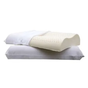 OrganicTextiles Organic Contour Latex Pillow with Organic Cotton Cover (Low-Loft, Firm), GOTS & GOLS Certified, Bed Pillow for Sleeping, Neck Pain Relief, Head Support, for Side Back Sleeper