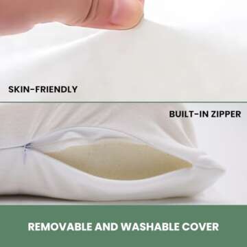 OrganicTextiles Organic Contour Latex Pillow with Organic Cotton Cover (Low-Loft, Firm), GOTS & GOLS Certified, Bed Pillow for Sleeping, Neck Pain Relief, Head Support, for Side Back Sleeper