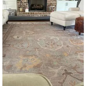 Modern Oushak Rug, Vintage Turkish Brown Beige Oriental Antique Inspired Washable Area Rugs, Luxury ...