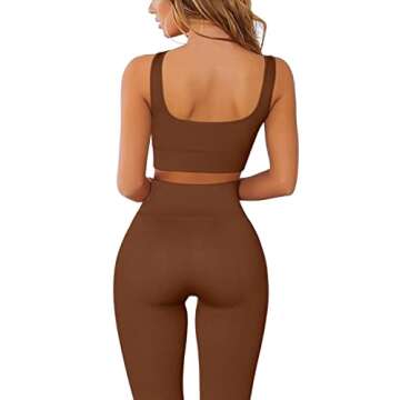 QINSEN Seamless Ribbed Workout Outfit for Women