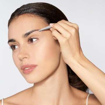 Tweezerman Mini Slant Tweezer - Tweezers for Eyebrows, Travel Tweezers for Eyebrows, Facial Hair, Ingrown Hair (Classic Stainless)