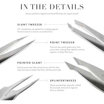 Tweezerman Mini Slant Tweezer - Tweezers for Eyebrows, Travel Tweezers for Eyebrows, Facial Hair, Ingrown Hair (Classic Stainless)