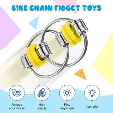 Skylety 10 Pcs Bike Chain Fidget Toy Bulk Chain Key Ring Fidget Flippy Toys for ADHD Stress Relief Finger Toys Flippy Key for Adults and Teens