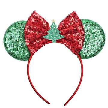 Christmas Mouse Ears Bow Headband for Festive Fun