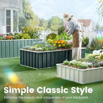 KING BIRD Raised Garden Bed 68"x 36"x 12" Galvanized Steel Metal Outdoor Garden Planter Box Kit with 2 Pairs of Gloves (Dark Grey)