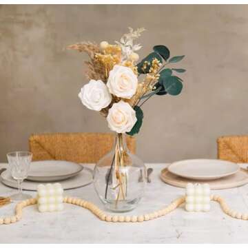 Clear Glass Vase for Pampas Grass Flowers Clear Vase for Decor Small Glass Vase for Dining Table Cen...