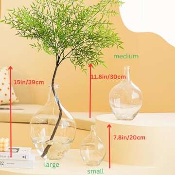 Clear Glass Vase for Pampas Grass Flowers Clear Vase for Decor Small Glass Vase for Dining Table Centerpiece Decorative Vase for Living Room Home Decor Shelf Decor Glass Demijohn 7.9 inch Tall