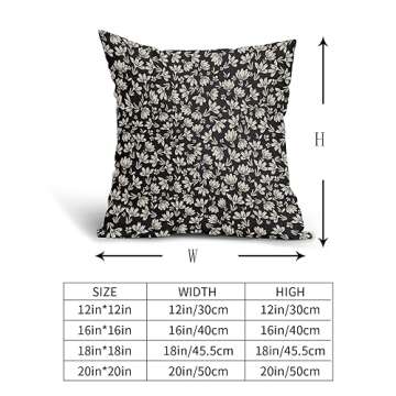 Vintage Floral Pillow Covers 18x18 Set of 2 Black Old White Floral Outdoor Decorative Throw Pillow Covers Farmhouse Rustic Pillowcases Cotton Linen Cushion Covers For Couch Bedroom Sofa Chair Car
