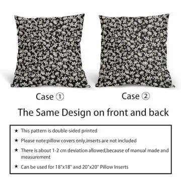 Vintage Floral Pillow Covers 18x18 Set of 2 Black Old White Floral Outdoor Decorative Throw Pillow Covers Farmhouse Rustic Pillowcases Cotton Linen Cushion Covers For Couch Bedroom Sofa Chair Car