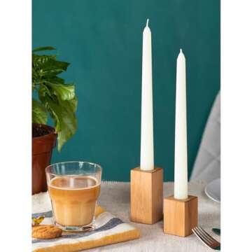 CANDWAX Ivory Taper Candles 12 inch Dripless - Set of 4 Tapered Candles Ideal as Dinner Candles - Smokeless and Unscented Taper Candles Long Burning - Hand Poured Tall Candlesticks