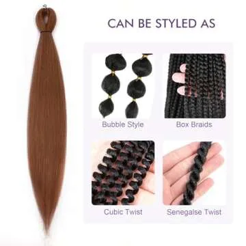 ROSDINA Pre-stretched Braiding Hair - 30 Inch 8 Packs Brown Super Long Braiding Hair For Twist or Box Braids, Yaki Texture Hot Water Setting Synthetic Braiding Hair Extensions (30 Inch, #30-8P)