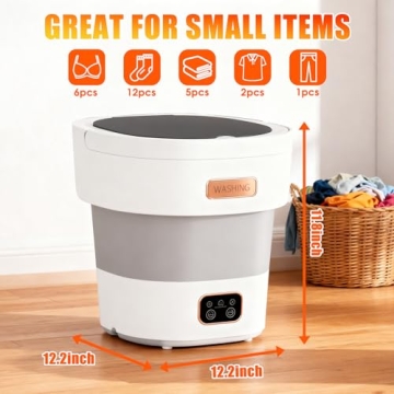 Portable Washing Machine, Mini Washer 16L Upgraded with Spin Basket 3 Modes Deep Cleaning for Underw...