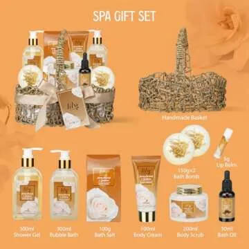 Mothers Day Gifts for Mom - Luxury 10-Piece Honey Almond Bath & Body Gift Set for Women, Spa Gift Ba...