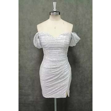 Seabinayed Sequin Homecoming Dresses 2024 for Teens Pleated Short Bodycon Prom Cocktail Gowns Sparkly Backless Pleated Black Mini Graduation Party Dress US12