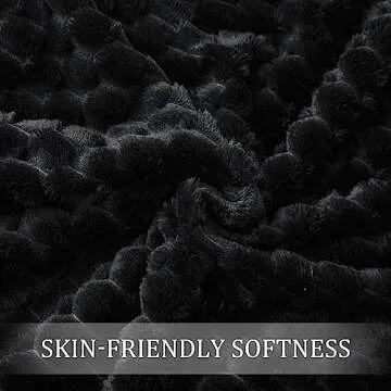 Exclusivo Mezcla Extra Large Soft Fleece Throw Blanket, 50x70 Inches Stylish Jacquard Throw Blanket for Couch, Fuzzy Cozy Lightweight for All Season, Black