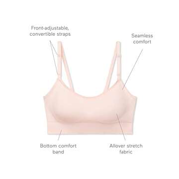Warner's Women's Easy Does It Dig-Free Band with Seamless Stretch Wireless Lightly Lined Convertible Comfort Bra Rm0911a, Rosewater, X-Large