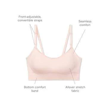 Warner's Women's Easy Does It Dig-Free Band with Seamless Stretch Wireless Lightly Lined Convertible Comfort Bra Rm0911a, Rosewater, X-Large