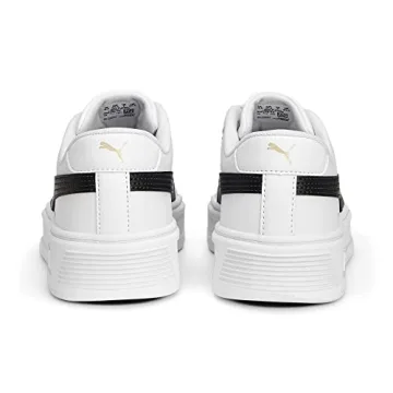 PUMA Womens Smash Platform V3 Sneaker, PUMA Womens White-PUMA Womens Black-PUMA Womens Gold, 8.5