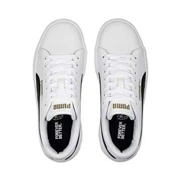 PUMA Womens Smash Platform V3 Sneaker, PUMA Womens White-PUMA Womens Black-PUMA Womens Gold, 8.5