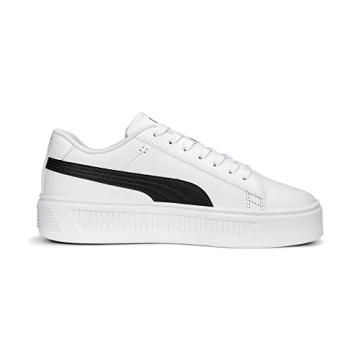 PUMA Womens Smash Platform V3 Sneaker, PUMA Womens White-PUMA Womens Black-PUMA Womens Gold, 8.5