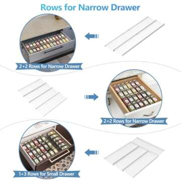 Nisakto Spice Drawer Organizer, Acrylic 4-Tier Spice Rack Drawer for Kitchen, Expandable 13" to 26", 8-Pack Clear