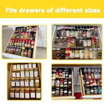 Nisakto Spice Drawer Organizer, Acrylic 4-Tier Spice Rack Drawer for Kitchen, Expandable 13" to 26", 8-Pack Clear