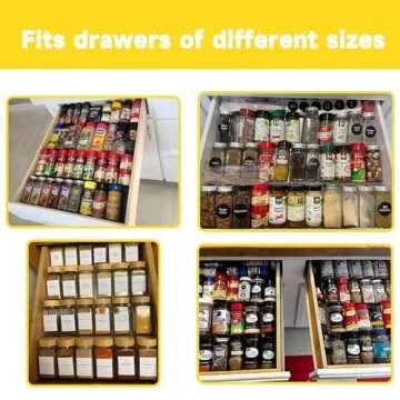 Nisakto Spice Drawer Organizer, Acrylic 4-Tier Spice Rack Drawer for Kitchen, Expandable 13" to 26", 8-Pack Clear