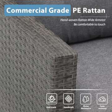 JOIVI Outdoor Patio Furniture Sets, All Weather Outdoor Sectional Patio Sofa, Wicker Rattan Outdoor ...