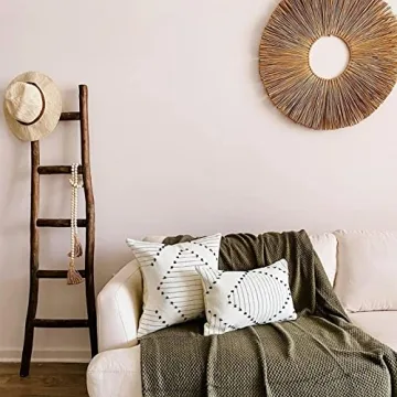 blue page Boho Throw Pillow Covers, Black and Cream White, Set of 2 Modern Farmhouse Accent Home Decor, Neutral Woven Decorative Pillow Covers for Couch/Bed (18 x 18 Inches, Cream/Black)