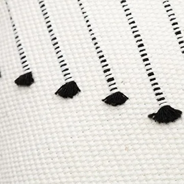 blue page Boho Throw Pillow Covers, Black and Cream White, Set of 2 Modern Farmhouse Accent Home Decor, Neutral Woven Decorative Pillow Covers for Couch/Bed (18 x 18 Inches, Cream/Black)