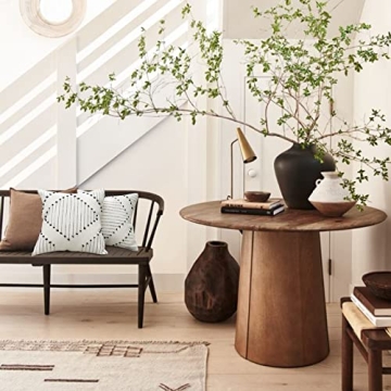 blue page Boho Throw Pillow Covers, Black and Cream White, Set of 2 Modern Farmhouse Accent Home Decor, Neutral Woven Decorative Pillow Covers for Couch/Bed (18 x 18 Inches, Cream/Black)