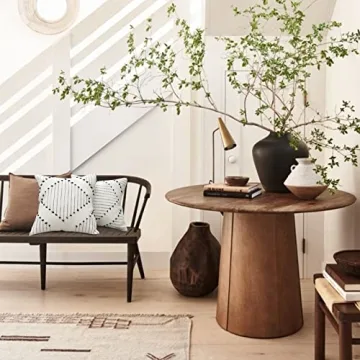 blue page Boho Throw Pillow Covers, Black and Cream White, Set of 2 Modern Farmhouse Accent Home Decor, Neutral Woven Decorative Pillow Covers for Couch/Bed (18 x 18 Inches, Cream/Black)