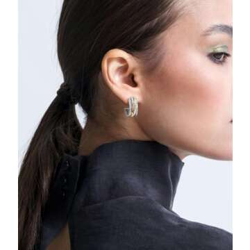 YYSuniee 18K Gold Plated Twisted Cable Hoop Earrings Designer Inspired Two Toned C Hoop Earrings for...