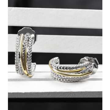 YYSuniee 18K Gold Plated Twisted Cable Hoop Earrings