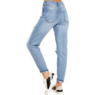 Luvamia Women's Ripped Elastic Waist Slim Jeans