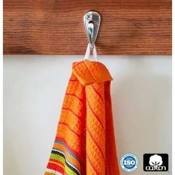 COTTON CRAFT Salsa Stripe Kitchen Towels - 12 Pack 100% Cotton Tea Dish Towels - Absorbent Reusable Low Lint Quick Dry - Multi Purpose Cooking Drying Restaurant Bar Cleaning Cloth Napkin - 16x28 Multi