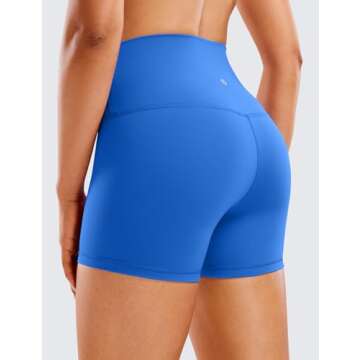 CRZ YOGA Womens Butterluxe Biker Shorts 4'' - High Waisted Booty Workout Volleyball Yoga Spandex Sparkle Blue Small