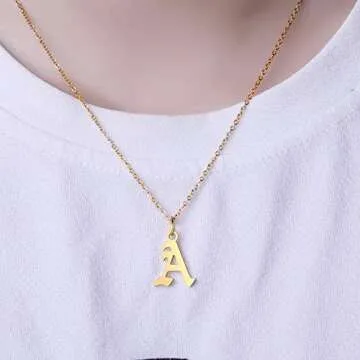 Letter Necklaces for Women Personalized Necklaces 18K Gold Plated Initial Pendant Old English Name Necklaces A-Z Bridesmaid Gift for Women(N)