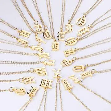 Letter Necklaces for Women Personalized Necklaces 18K Gold Plated Initial Pendant Old English Name Necklaces A-Z Bridesmaid Gift for Women(N)