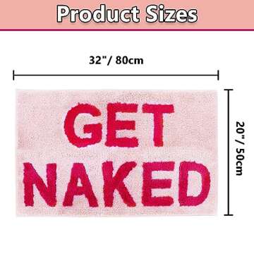 Qleewei Get Naked Bath Mat Fun Bathroom Rugs Soft Non Slip Cute Bath Rugs Funny Bathroom Decor for B...