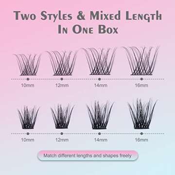 DF Cluster Lashes 126 Pcs D Curl Individual Lash Clusters 10-16mm Mixed DIY Lash Extensions Soft Volume Individual Lash Extensions Self-application DIY Lashes at Home - Rose 4