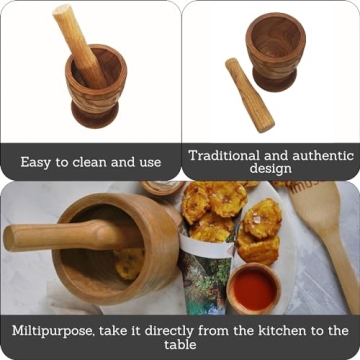 Imusa Mortar with Pestle Kitchen Essentials, Jumbo, Natural