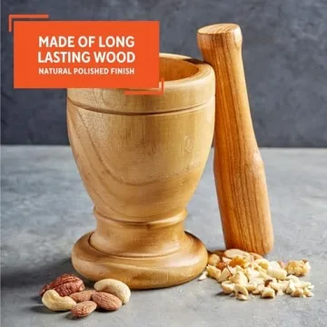 Imusa Mortar with Pestle Kitchen Essentials, Jumbo, Natural