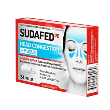 Sudafed PE Head Congestion Mucus Tablets 24 ct Non-Drowsy