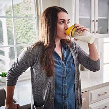 CRUNCHCUP Standard Yellow - Portable Plastic Cereal Cups for Breakfast On the Go, To Go Cereal and M...