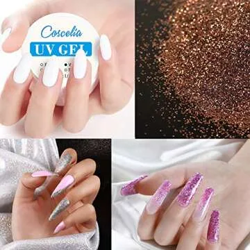 Gel Nail Polish Kit wih U V Light Starter Kit 36W LED Nail Lamp with Shinny Glitter Sequins Clear Uv Gel Nail Polish Set Base Top Coat Nail Art Decorations Rhinestone Tools French Manicure Kits