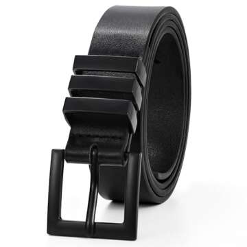 XZQTIVE Plus Size Women's Leather Belts for Jeans Pants Dress Fashion Ladies Waist Belt with Square Silver Buckle,black