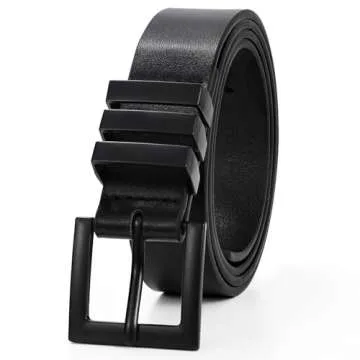 XZQTIVE Plus Size Women's Leather Belts for Jeans Pants Dress Fashion Ladies Waist Belt with Square Silver Buckle,black